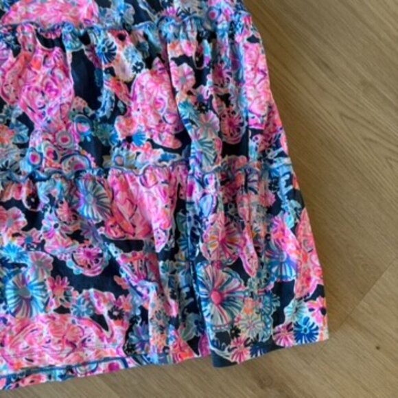 Lilly Pulitzer High Tide Navy Pink Turtle Tiered Swing Dress Womens Size XL - Picture 4 of 8